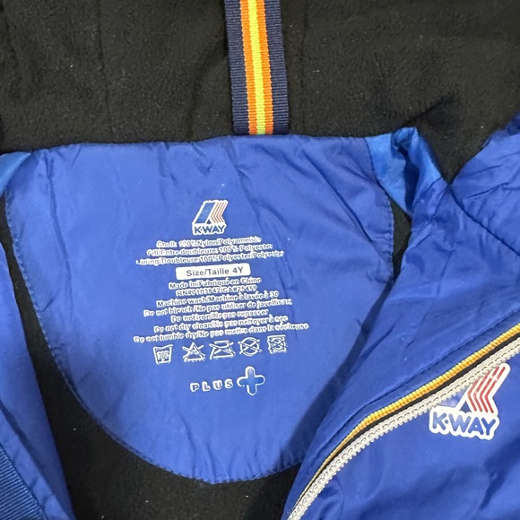 K-way blue kids rain jacket 4T windbreaker packable waterproof outdoor spring - Picture 7 of 8